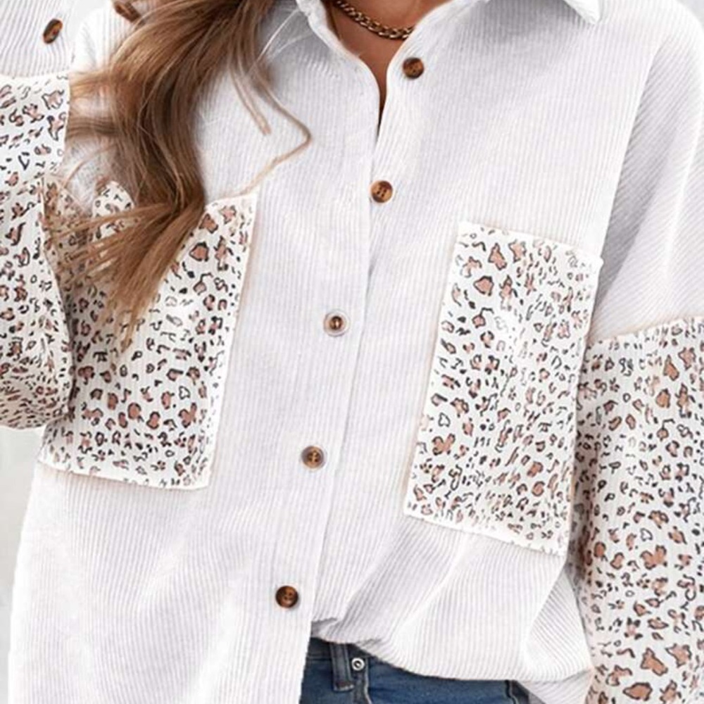 XL shein Leopard Print Button Down Jacket - Picture 7 of 14
